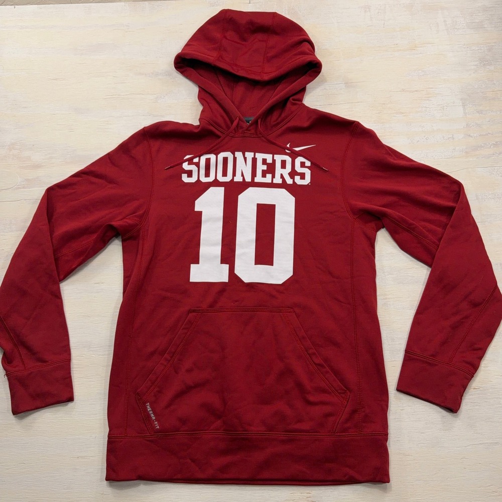Nike Hoodie Oklahoma Sooners Therma-FIT Graphic Pullover Red Mens Size S